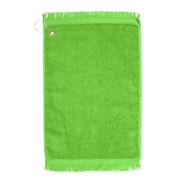 Premium Fringed Velour Golf Towel with Corner Hook &Grommet Placement-Lime, Towelsoft, Mfr#: Golf-EV1407CL-LME